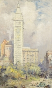 COLIN CAMPBELL COOPER (1856–1937), "Metropolitan Life Tower, Madison Square," about 1909–19. Oil on canvas, 32 5/8 x 20 1/4 in. (detail).