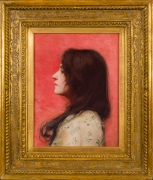 CHARLES SPRAGUE PEARCE (1851–1914), "Woman in Profile with Black Hair (The Artist’s Wife)," 1880s. Oil on canvas, 13 7/8 x 10 3/4 in.