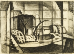 Image of Oscar Bluemner's Study for "Old Canal, Red and Blue (Rockaway, Morris Canal)", charcoal on paper, 14 x 20 inches, drawn in 1916
