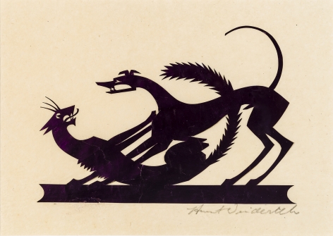 HUNT DIEDERICH (1884–1953), "Cat and Dog." Paper cutout 4 3/4 x 6 3/4 in.
