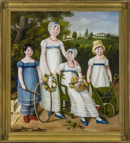 ENGLISH NAIVE SCHOOL, Portrait of Four Children in a Country Landscape, about 1810