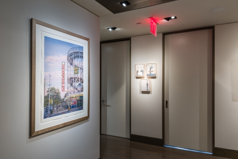 "The Madding Crowd" gallery installation, June 2021. Entrance hallway, with works by (left to right) Frederick Brosen and Diana Horowitz.