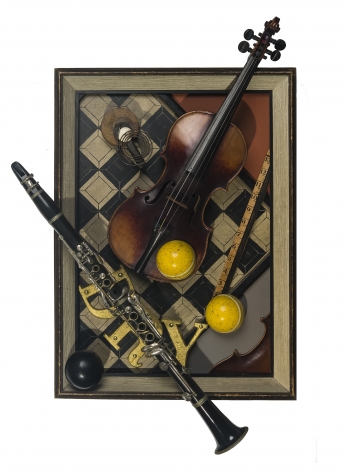 Composition with Clarinet &amp;amp; Violin, 2013, Mixed media, 32 3/8 x 21 x 6 in.&nbsp;