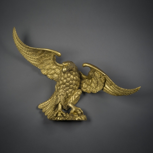 Eagle  American (probably Philadelphia), possibly by William Rush (1756–1833), about 1810. Wood, carved, gessoed, and gilded, 27 3/8 in. high, 35 3/4 in. wide, 12 5/8 in. deep (overall).
