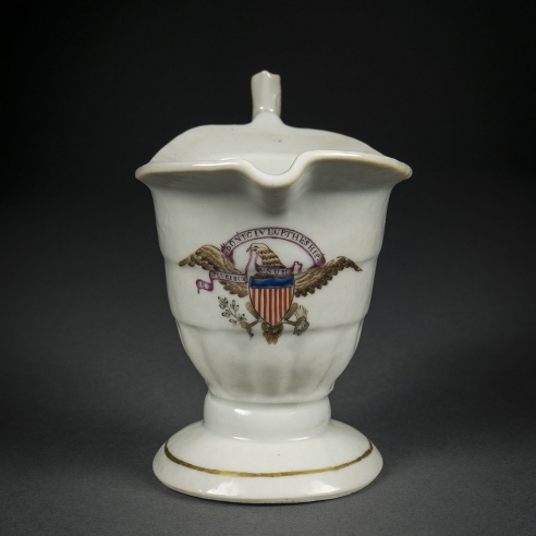 Helmet-Shaped Creamer with the Seal of the United States and the Motto “DONT GIVE UP THE SHIP"