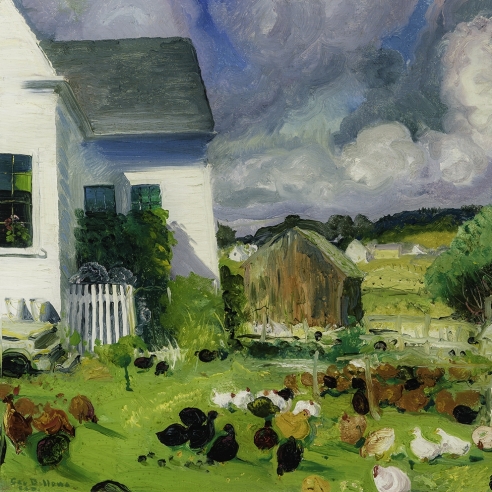 GEORGE WESLEY BELLOWS (1882–1925), "Grammy Ames’ House, No. 1."  Oil on panel, 18 x 22 in. Detail.