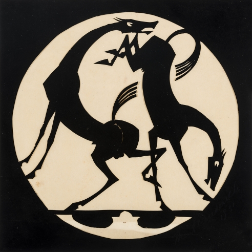 Hunt Diederich (1884–1953), "Two Horses," 1931. Paper cutout, 8 x 8 in.