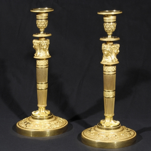 Pair Figural Candlesticks in the Empire Taste