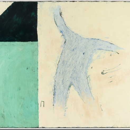 Image of Louisa Chase's Untitled, painted in 1979. Oil and wax on canvas, 40 and 1/4 by 48 inches. 