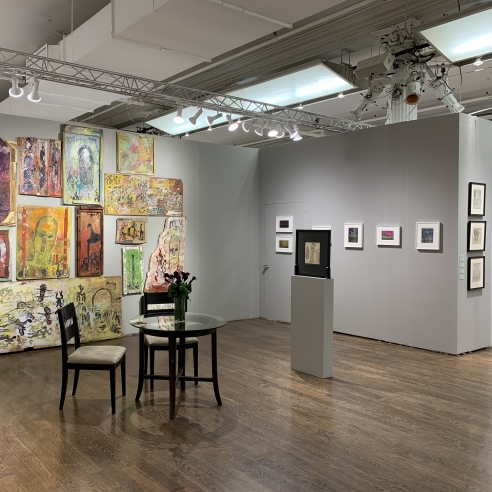installation view of the gallery's presentation at the Outsider Art Fair, January 2020