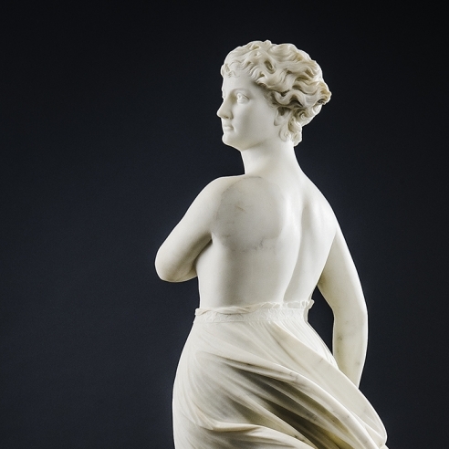 THOMAS RIDGEWAY GOULD (1818–1881), "The West Wind," 1874. Marble, 48 in. high. Detail.