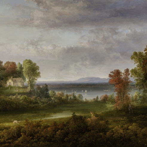 THOMAS DOUGHTY (1791–1856), "Hudson River Landscape," 1852. Oil on canvas, 38 x 48 in. (detail).