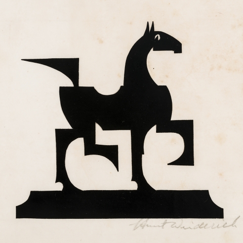 Hunt Diederich (1884–1953), "Cubist Horse," paper cutout, 7 x 7 in. (sheet)