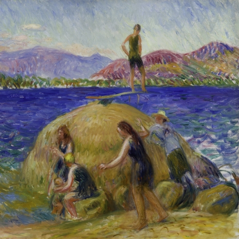 WILLIAM GLACKENS (1870–1938), "Lake Bathers," about 1920–24. Oil on canvas, 25 x 30 in. Detail.