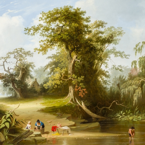 GEORGE CALEB BINGHAM (1811–1879), "Landscape: Rural Scenery," 1845. Oil on canvas, 29 x 36 in. (detail).