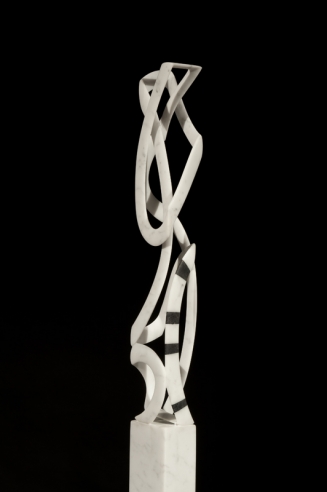 Image of Elizabeth Turk's Black Banded Cage, Box 1, marble, 18 by 3 by 2 inches, sculpted in 2013. 