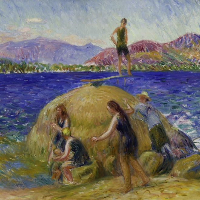 WILLIAM GLACKENS (1870–1938), "Lake Bathers," about 1920–24. Oil on canvas, 25 x 30 in. (detail)