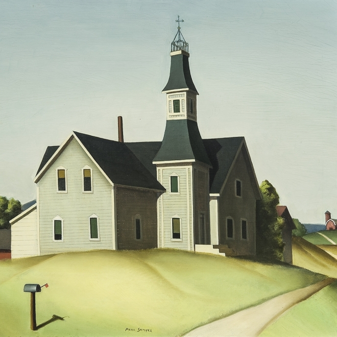 PAUL SAMPLE (1896–1974), Church in Evansville (Schoolhouse), 1934. Oil on canvas, 24 x 28 in.
