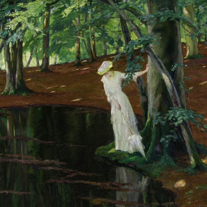 EDWARD CUCUEL (1875–1954), The Emerald Pool, about 1910–20. Oil on canvas, 35 1/2 x 40 in. Detail.