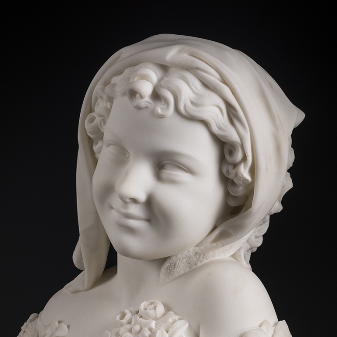 THOMAS BALL (1819–1911), Sunshine, 1872. Marble, 19 1/2 in. high x 14 in. wide x 9 in. deep (detail). 