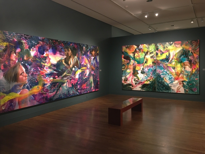 installation view of Angela Fraleigh, "Sound the Deep Waters", at the Delaware Art Museum